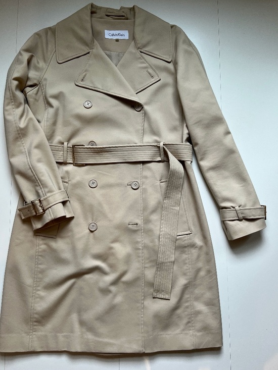 Calvin Klein Jackets & Blazers - Calvin Klein Classic Belted Trench Coat, Beige, Size M